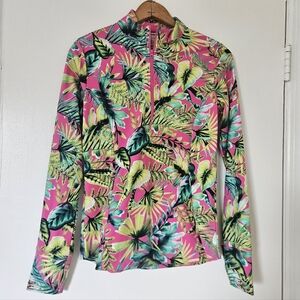 Tommy Bahama Golf Womens Top S 1/4 Zip Pullover Colorful Tropical Resort Active